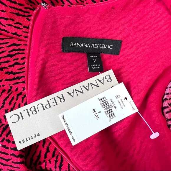 NWT Banana Republic Red Zebra Tiger Stripe Keyhole Puff Sleeve Skater Dress - Picture 8 of 9
